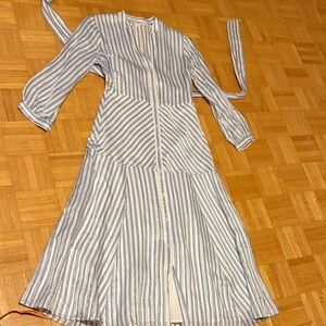 Verona Bird Blue and White Striped Dress NWOT